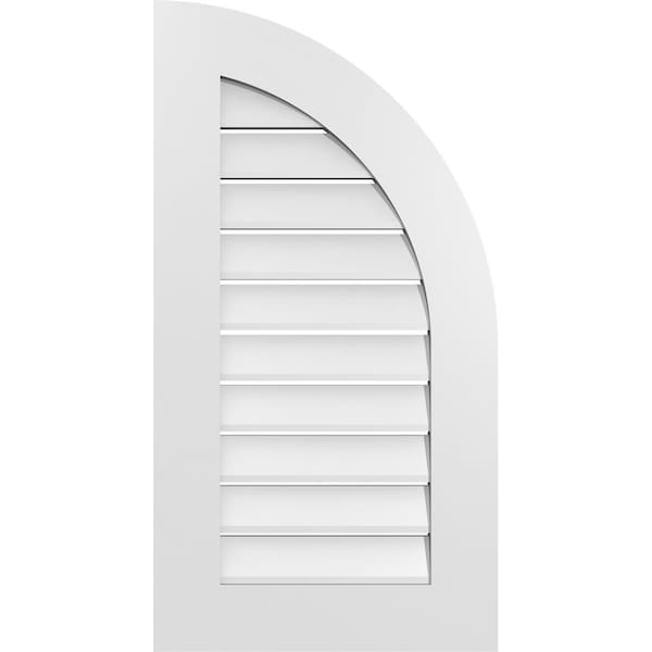 Ekena Millwork Quarter Round Top Right Surface Mount PVC Gable Vent w/ 3-1/2"W x 1"P Standard Frame, 18"W x 34"H - GVPQR18X3401SF