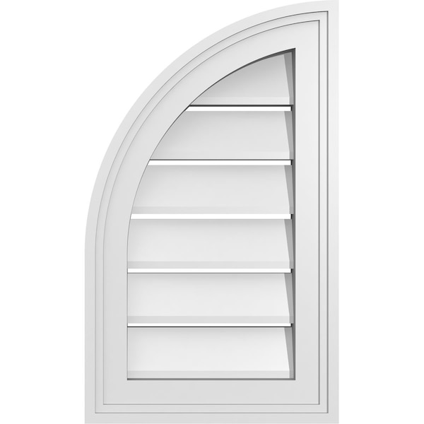 Ekena Millwork Quarter Round Top Left Surface Mount PVC Gable Vent w/ 2"W x 1-1/2"P Brickmould Frame, 12"W x 20"H - GVPQL12X2002SF