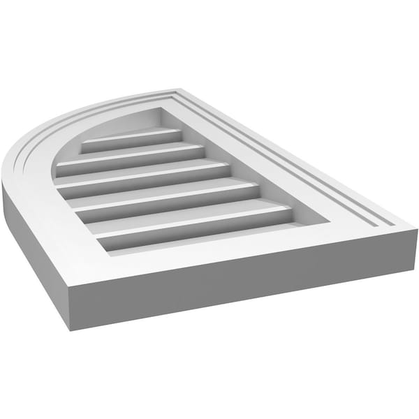 Ekena Millwork Quarter Round Top Left Surface Mount PVC Gable Vent w/ 2"W x 1-1/2"P Brickmould Frame, 12"W x 20"H - GVPQL12X2002SF