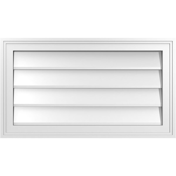 Ekena Millwork Vertical Surface Mount PVC Gable Vnt: Non-Functional, w/2"W x 1-1/2"H, Brickmould Frame, 28"W x 16"H - GVPVE28X1602SN