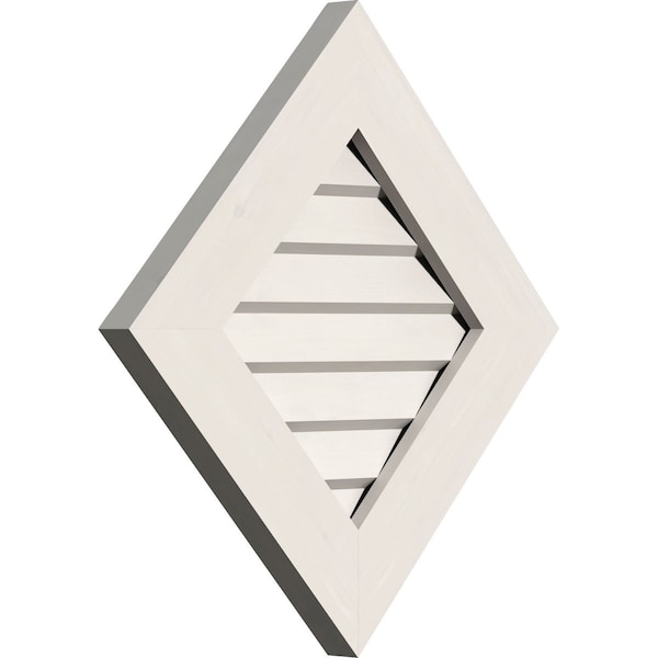 Ekena Millwork Diamond Gable Vent Non-Functional, PVC Gable Vent w/ 1" x 4" Flat Trim Frame, 12"W x 12"H - GVPDI12X1201DUN