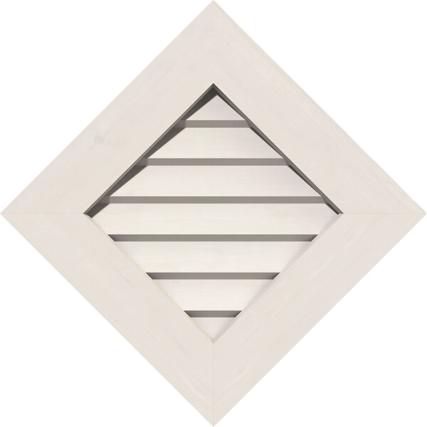 Ekena Millwork Diamond Gable Vent Non-Functional, PVC Gable Vent w/ 1" x 4" Flat Trim Frame, 12"W x 12"H - GVPDI12X1201DUN