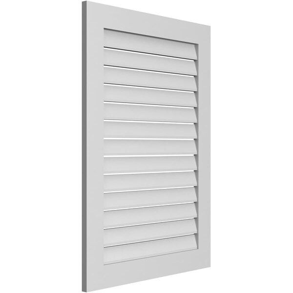 Ekena Millwork Vertical Surface Mount PVC Gable Vent: Functional, w/ 3-1/2"W x 1"P Standard Frame, 30"W x 42"H - GVPVE30X4201SF
