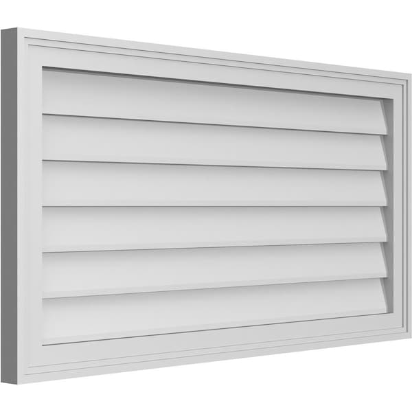 Ekena Millwork Vertical Surface Mount PVC Gable Vnt: Non-Functional, w/2"W x 1-1/2"H, Brickmould Frame, 38"W x 20"H - GVPVE38X2002SN