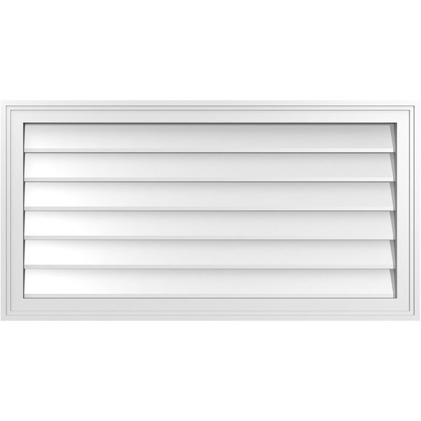 Ekena Millwork Vertical Surface Mount PVC Gable Vnt: Non-Functional, w/2"W x 1-1/2"H, Brickmould Frame, 38"W x 20"H - GVPVE38X2002SN