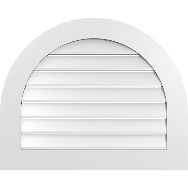 Ekena Millwork Round Top Surface Mount PVC Gable Vent: Functional, w/ 3-1/2"W x 1"P Standard Frame, 32"W x 26"H - GVPRT32X2601SF