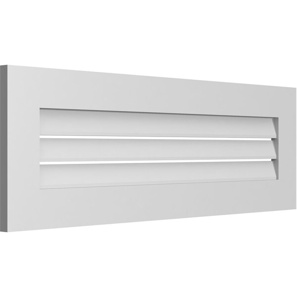 Ekena Millwork Vertical Surface Mount PVC Gable Vent: Functional, w/ 3-1/2"W x 1"P Standard Frame, 42"W x 14"H - GVPVE42X1401SF