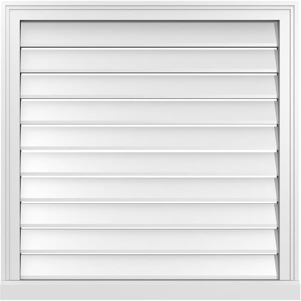 Ekena Millwork Vertical Surface Mount PVC Gable Vent: Functional, w/ 2"W x 2"P Brickmould Sill Frame, 32"W x 32"H - GVPVE32X3203SF