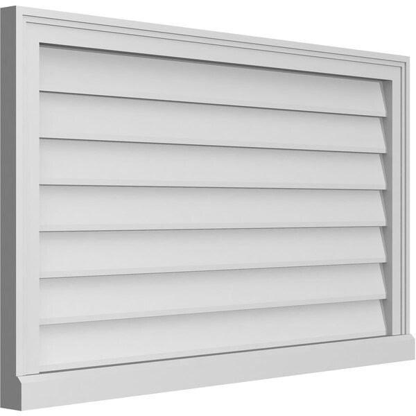 Ekena Millwork Vertical Surface Mount PVC Gable Vent w/ 2"W x 2"H , Brickmould Sill Frame, 40"W x 24"H - GVPVE40X2403SN