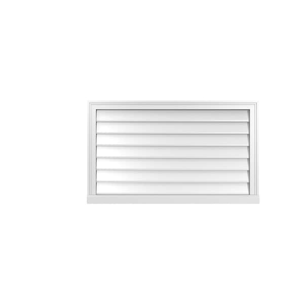 Ekena Millwork Vertical Surface Mount PVC Gable Vent w/ 2"W x 2"H , Brickmould Sill Frame, 40"W x 24"H - GVPVE40X2403SN