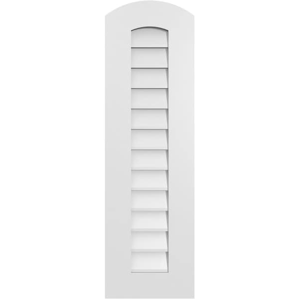 Ekena Millwork Arch Top Surface Mount PVC Gable Vent: Functional, w/ 3-1/2"W x 1"P Standard Frame, 12"W x 40"H - GVPAR12X4001SF