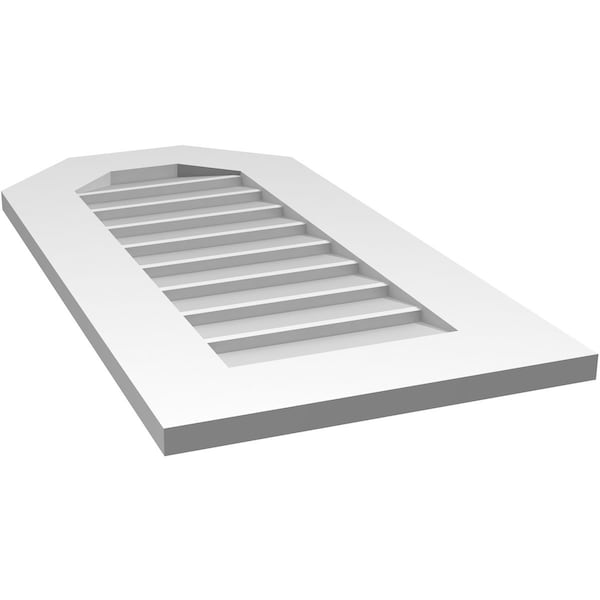 Ekena Millwork Octagonal Top Surface Mount PVC Gable Vent w/ 3-1/2"W x 1"P Standard Frame, 16"W x 32"H - GVPOT16X3201SN