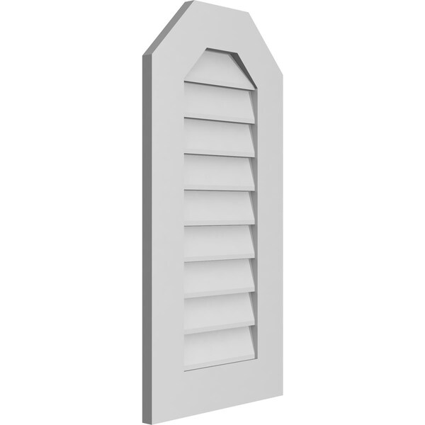 Ekena Millwork Octagonal Top Surface Mount PVC Gable Vent w/ 3-1/2"W x 1"P Standard Frame, 16"W x 32"H - GVPOT16X3201SN