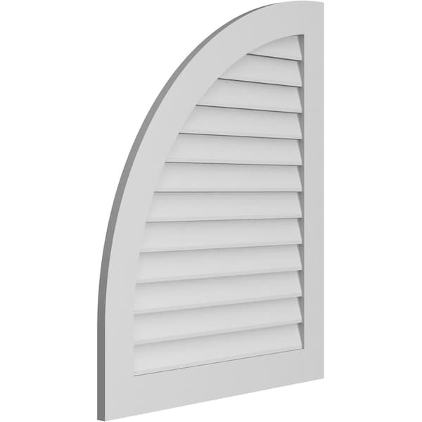 Ekena Millwork Quarter Round Top Left Surface Mount PVC Gable Vent w/ 3-1/2"W x 1"P Standard Frame, 32"W x 40"H - GVPQL32X4001SN