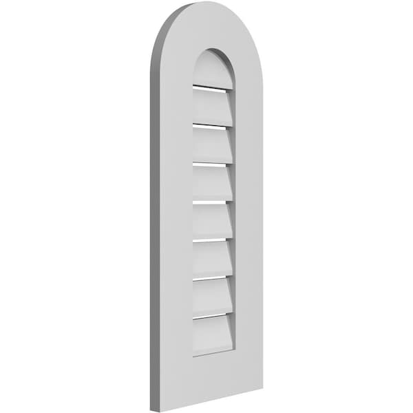 Ekena Millwork Round Top Surface Mount PVC Gable Vent: Functional, w/ 3-1/2"W x 1"P Standard Frame, 12"W x 30"H - GVPRT12X3001SF