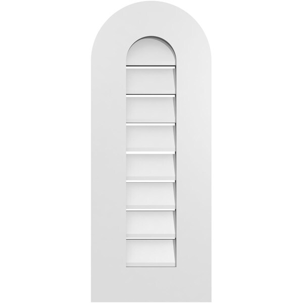 Ekena Millwork Round Top Surface Mount PVC Gable Vent: Functional, w/ 3-1/2"W x 1"P Standard Frame, 12"W x 30"H - GVPRT12X3001SF