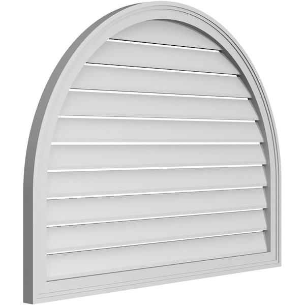 Ekena Millwork Round Top Surface Mount PVC Gable Vent: Functional, w/ 2"W x 1-1/2"P Brickmould Frame, 42"W x 32"H - GVPRT42X3202SF