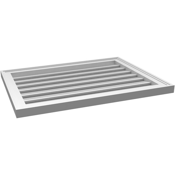 Ekena Millwork Vertical Surface Mount PVC Gable Vent: Functional, w/ 2"W x 1-1/2"P Brickmould Frame, 30"W x 22"H - GVPVE30X2202SF
