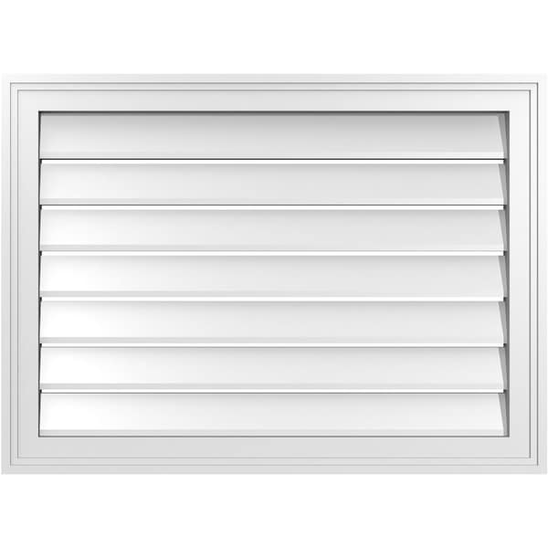 Ekena Millwork Vertical Surface Mount PVC Gable Vent: Functional, w/ 2"W x 1-1/2"P Brickmould Frame, 30"W x 22"H - GVPVE30X2202SF