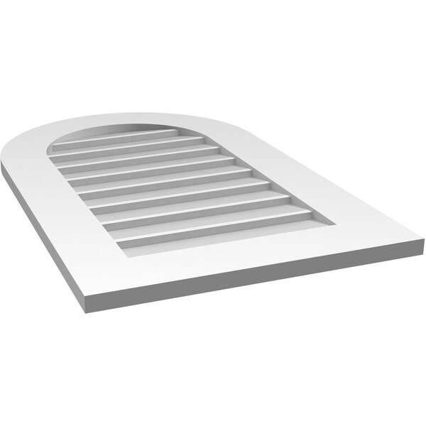 Ekena Millwork Round Top Surface Mount PVC Gable Vent: Non-Functional, w/ 3-1/2"W x 1"P Standard Frame, 20"W x 32"H - GVPRT20X3201SN