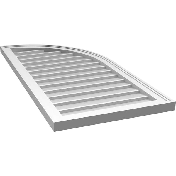 Ekena Millwork Quarter Round Top Right Surface Mount PVC Gable Vent w/ 2"W x 1-1/2"P Brickmould Frame, 20"W x 42"H - GVPQR20X4202SN