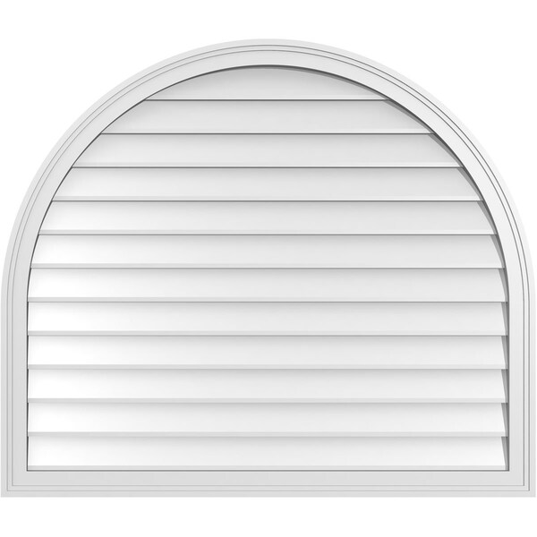 Ekena Millwork Round Top Surface Mount PVC Gable Vent w/ 2"W x 1-1/2"P Brickmould Frame, 42"W x 36"H - GVPRT42X3602SN
