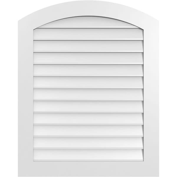 Ekena Millwork Arch Top Surface Mount PVC Gable Vent: Functional, w/ 3-1/2"W x 1"P Standard Frame, 32"W x 40"H - GVPAR32X4001SF