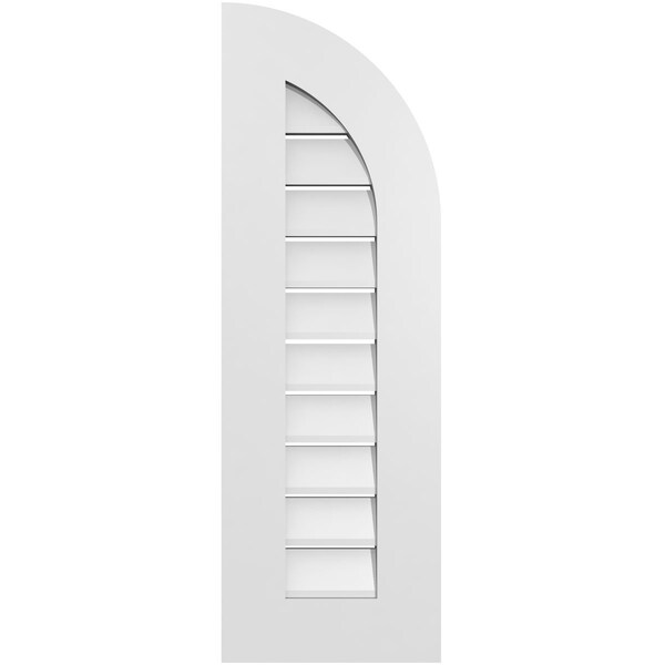 Ekena Millwork Quarter Round Top Right Surface Mount PVC Gable Vent w/ 3-1/2"W x 1"P Standard Frame, 12"W x 36"H - GVPQR12X3601SF