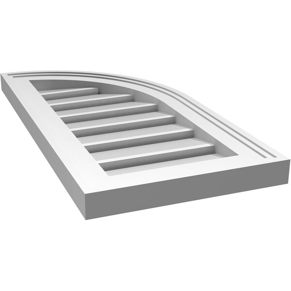 Ekena Millwork Quarter Round Top Right Surface Mount PVC Gable Vent w/ 2"W x 2"P Brickmould Sill Frame, 12"W x 24"H - GVPQR12X2403SF