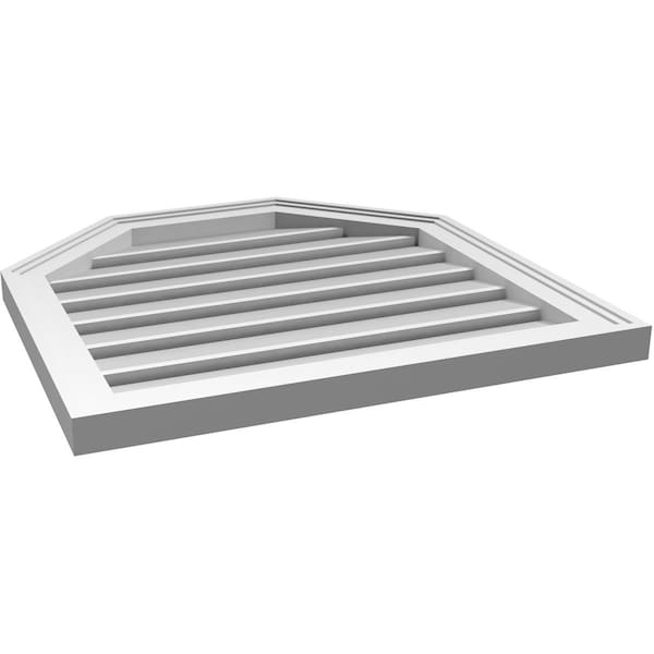 Ekena Millwork Octagonal Top Surface Mount PVC Gable Vent w/ 2"W x 1-1/2"P Brickmould Frame, 24"W x 24"H - GVPOT24X2402SF