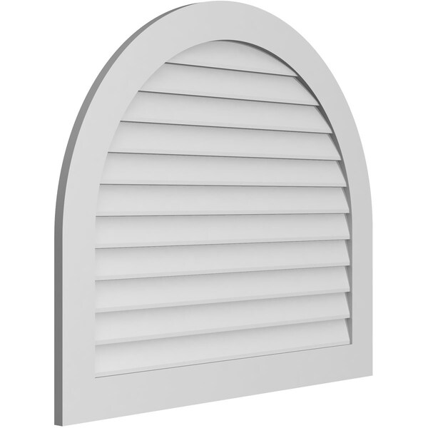 Ekena Millwork Round Top Surface Mount PVC Gable Vent: Non-Functional, w/ 3-1/2"W x 1"P Standard Frame, 42"W x 36"H - GVPRT42X3601SN