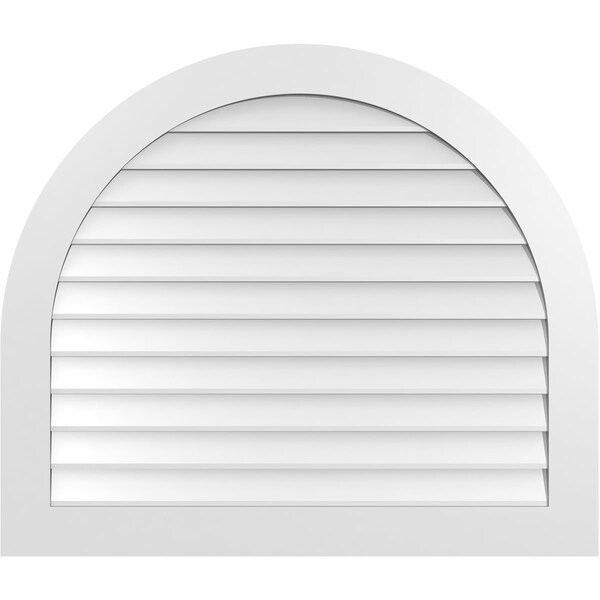 Ekena Millwork Round Top Surface Mount PVC Gable Vent: Non-Functional, w/ 3-1/2"W x 1"P Standard Frame, 42"W x 36"H - GVPRT42X3601SN