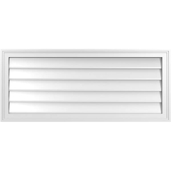 Ekena Millwork Vertical Surface Mount PVC Gable Vnt: Non-Functional, w/2"W x 1-1/2"H, Brickmould Frame, 42"W x 18"H - GVPVE42X1802SN