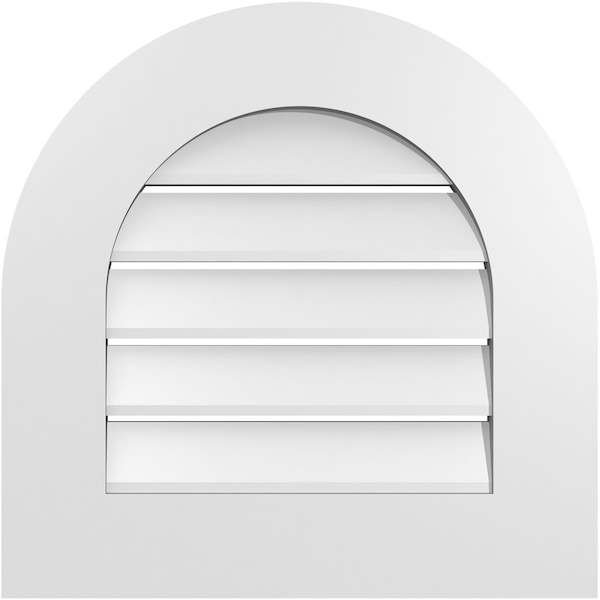 Ekena Millwork Round Top Surface Mount PVC Gable Vent: Functional, w/ 3-1/2"W x 1"P Standard Frame, 20"W x 20"H - GVPRT20X2001SF