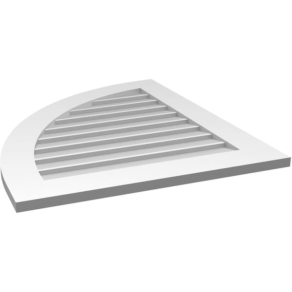 Ekena Millwork Quarter Round Top Left Surface Mount PVC Gable Vent w/ 3-1/2"W x 1"P Standard Frame, 28"W x 32"H - GVPQL28X3201SN
