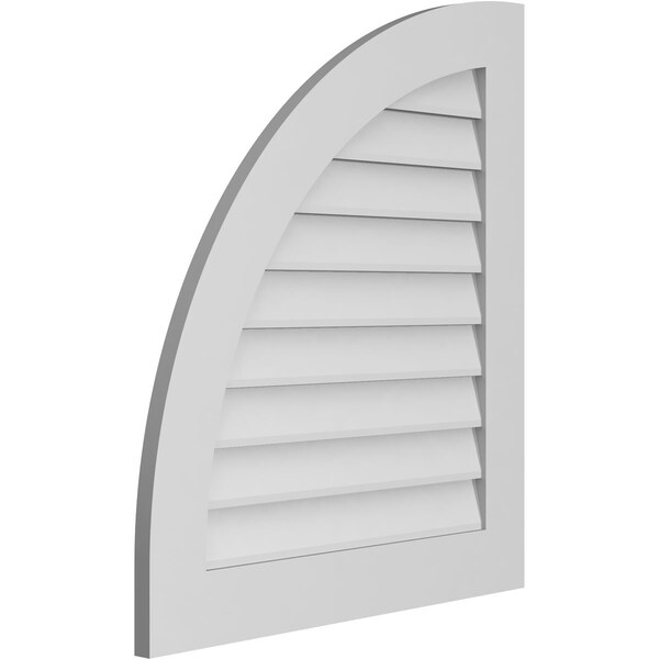 Ekena Millwork Quarter Round Top Left Surface Mount PVC Gable Vent w/ 3-1/2"W x 1"P Standard Frame, 28"W x 32"H - GVPQL28X3201SN