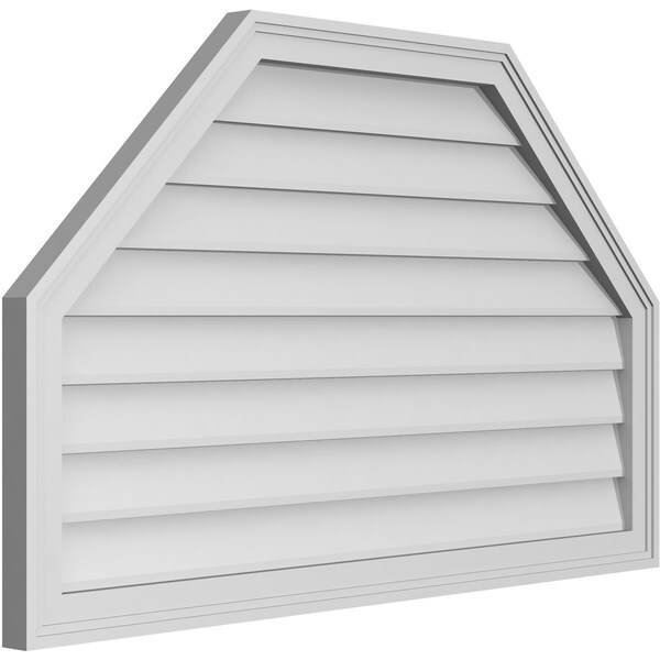 Ekena Millwork Octagonal Top Surface Mount PVC Gable Vent w/ 2"W x 1-1/2"P Brickmould Frame, 42"W x 26"H - GVPOT42X2602SN