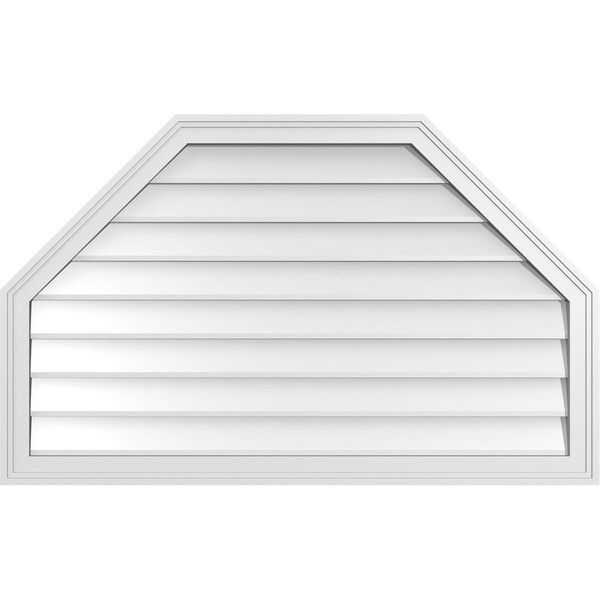 Ekena Millwork Octagonal Top Surface Mount PVC Gable Vent w/ 2"W x 1-1/2"P Brickmould Frame, 42"W x 26"H - GVPOT42X2602SN