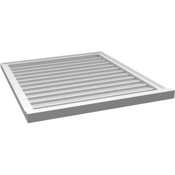 Ekena Millwork Vertical Surface Mount PVC Gable Vent w/ 2"W x 2"H , Brickmould Sill Frame, 34"W x 38"H - GVPVE34X3803SN