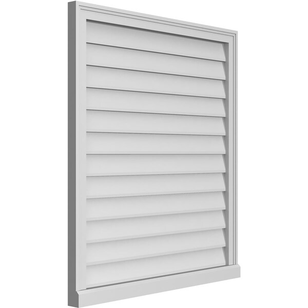 Ekena Millwork Vertical Surface Mount PVC Gable Vent w/ 2"W x 2"H , Brickmould Sill Frame, 34"W x 38"H - GVPVE34X3803SN