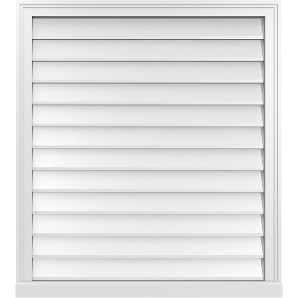 Ekena Millwork Vertical Surface Mount PVC Gable Vent w/ 2"W x 2"H , Brickmould Sill Frame, 34"W x 38"H - GVPVE34X3803SN