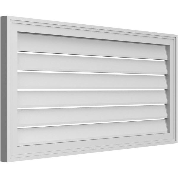 Ekena Millwork Vertical Surface Mount PVC Gable Vent: Functional, w/ 2"W x 1-1/2"P Brickmould Frame, 40"W x 20"H - GVPVE40X2002SF
