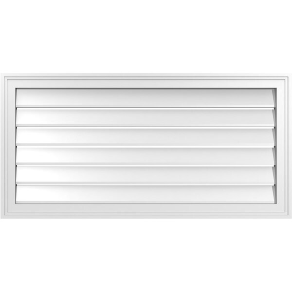 Ekena Millwork Vertical Surface Mount PVC Gable Vent: Functional, w/ 2"W x 1-1/2"P Brickmould Frame, 40"W x 20"H - GVPVE40X2002SF