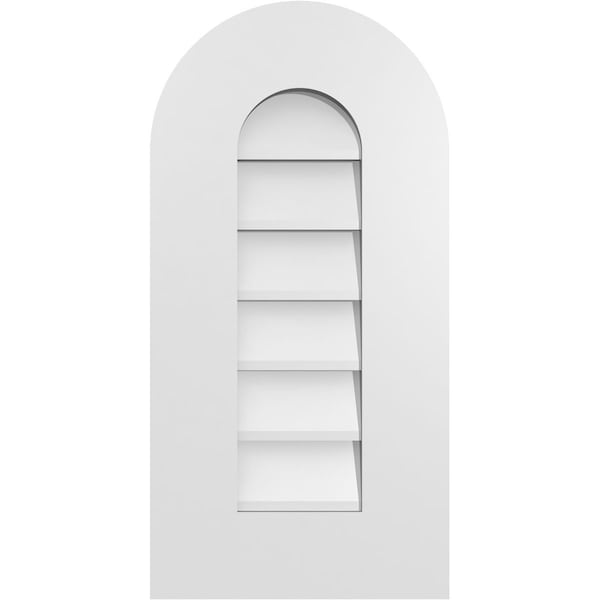 Ekena Millwork Round Top Surface Mount PVC Gable Vent: Non-Functional, w/ 3-1/2"W x 1"P Standard Frame, 12"W x 24"H - GVPRT12X2401SN