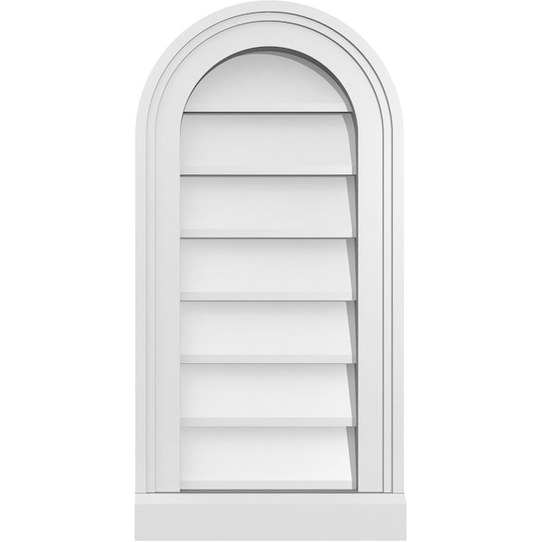 Ekena Millwork Round Top Surface Mount PVC Gable Vent w/ 2"W x 2"P Brickmould Sill Frame, 12"W x 24"H - GVPRT12X2403SN