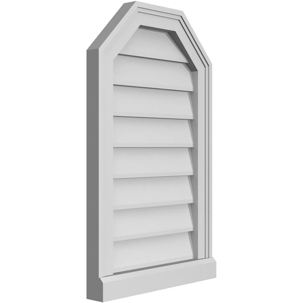 Ekena Millwork Octagonal Top Surface Mount PVC Gable Vent w/ 2"W x 2"P Brickmould Sill Frame, 16"W x 26"H - GVPOT16X2603SN