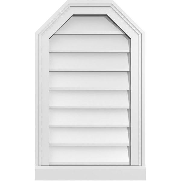 Ekena Millwork Octagonal Top Surface Mount PVC Gable Vent w/ 2"W x 2"P Brickmould Sill Frame, 16"W x 26"H - GVPOT16X2603SN