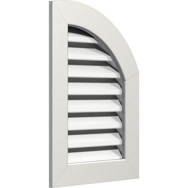 Ekena Millwork Quarter Round Top Right Functional, PVC Gable Vent w/ 1" x 4" Flat Trim Frame, 12"W x 32"H - GVPQR12X3201FUN