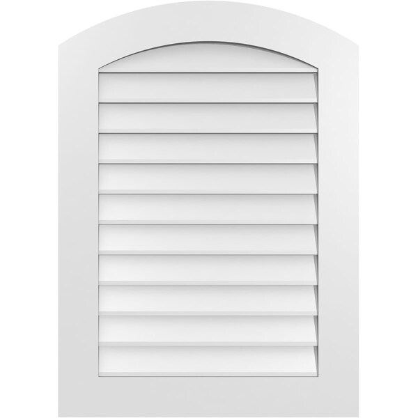 Ekena Millwork Arch Top Surface Mount PVC Gable Vent: Functional, w/ 3-1/2"W x 1"P Standard Frame, 26"W x 36"H - GVPAR26X3601SF