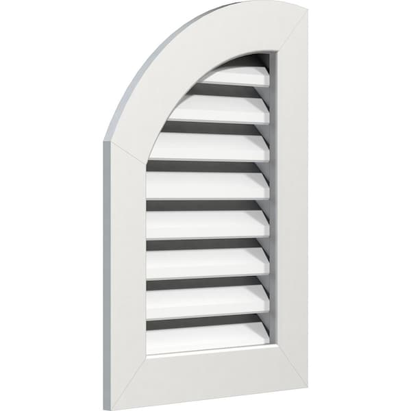 Ekena Millwork Quarter Round Top Left Functional, PVC Gable Vent w/ 1" x 4" Flat Trim Frame, 06"W x 34"H - GVPQL06X3401FUN